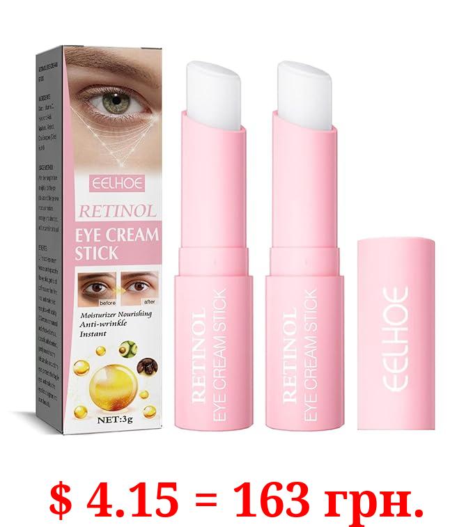 2 Pcs Hydrating and Brightening Eye Balm, Anti-wrinkle Eye Cream Stick, Dark Circle Fine Lines Treatment, Under Eye Serum Balm Skin Care