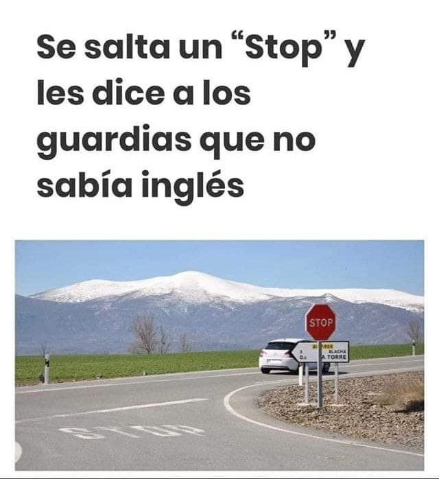 Se salta un stop porque no sabe inglés