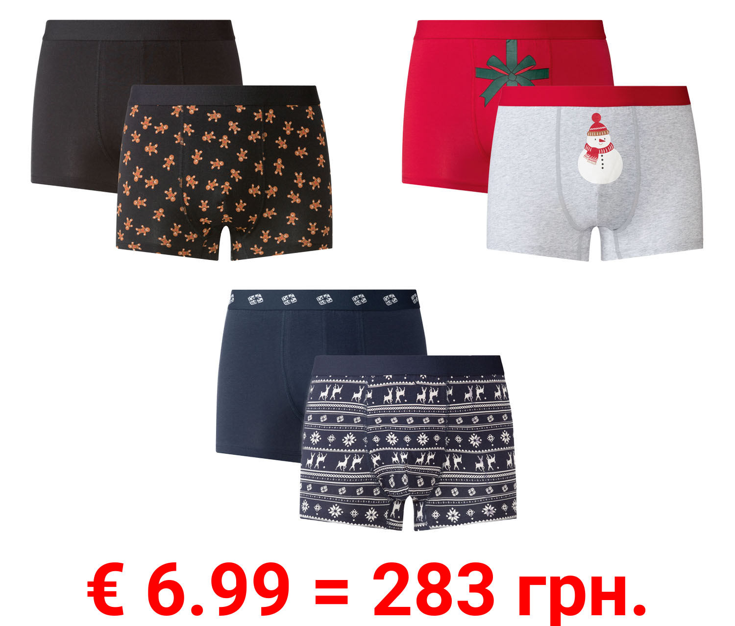 LIVERGY® Herren Boxer, 2 Stück, mit weihnachtlichen Motiven