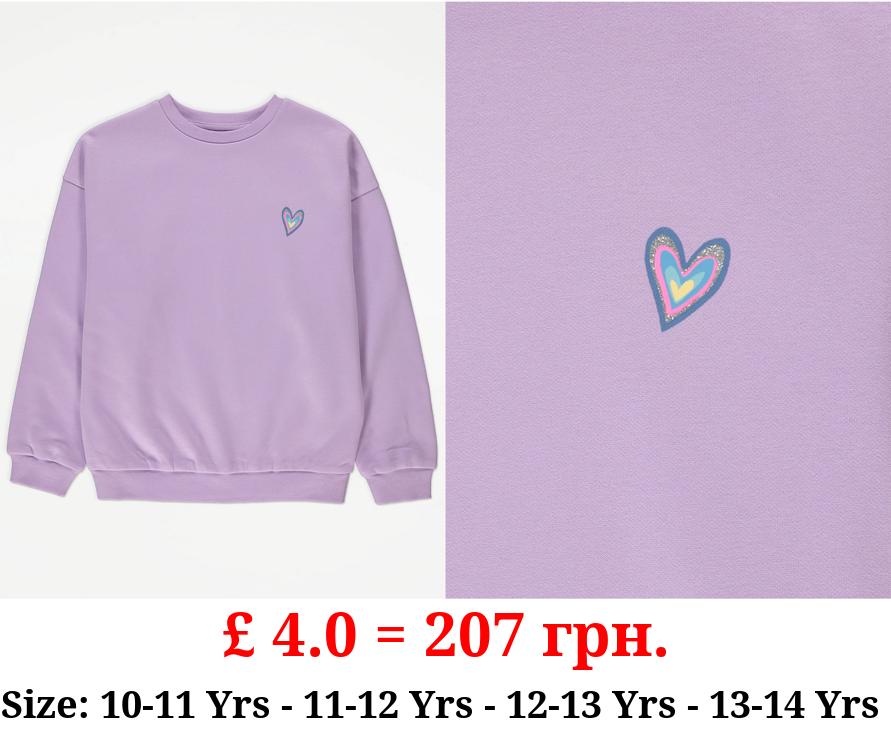 Lilac Heart Rainbow Kind Graphic Sweatshirt