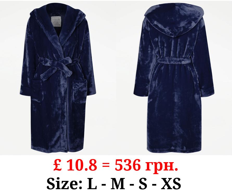 Navy Plush Dressing Gown
