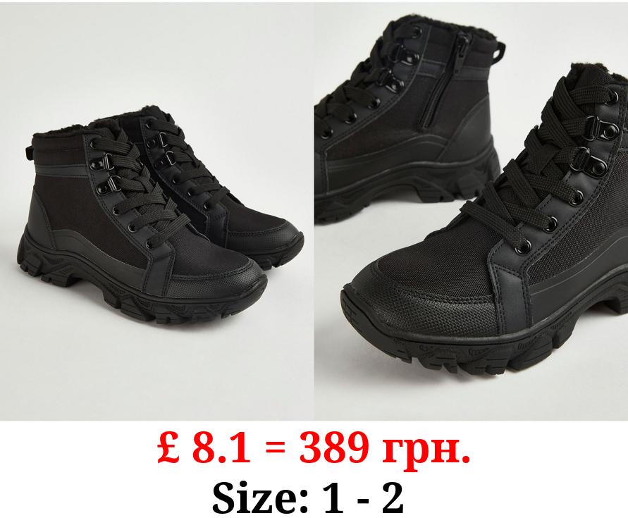 Black Lace Up Utility Boots