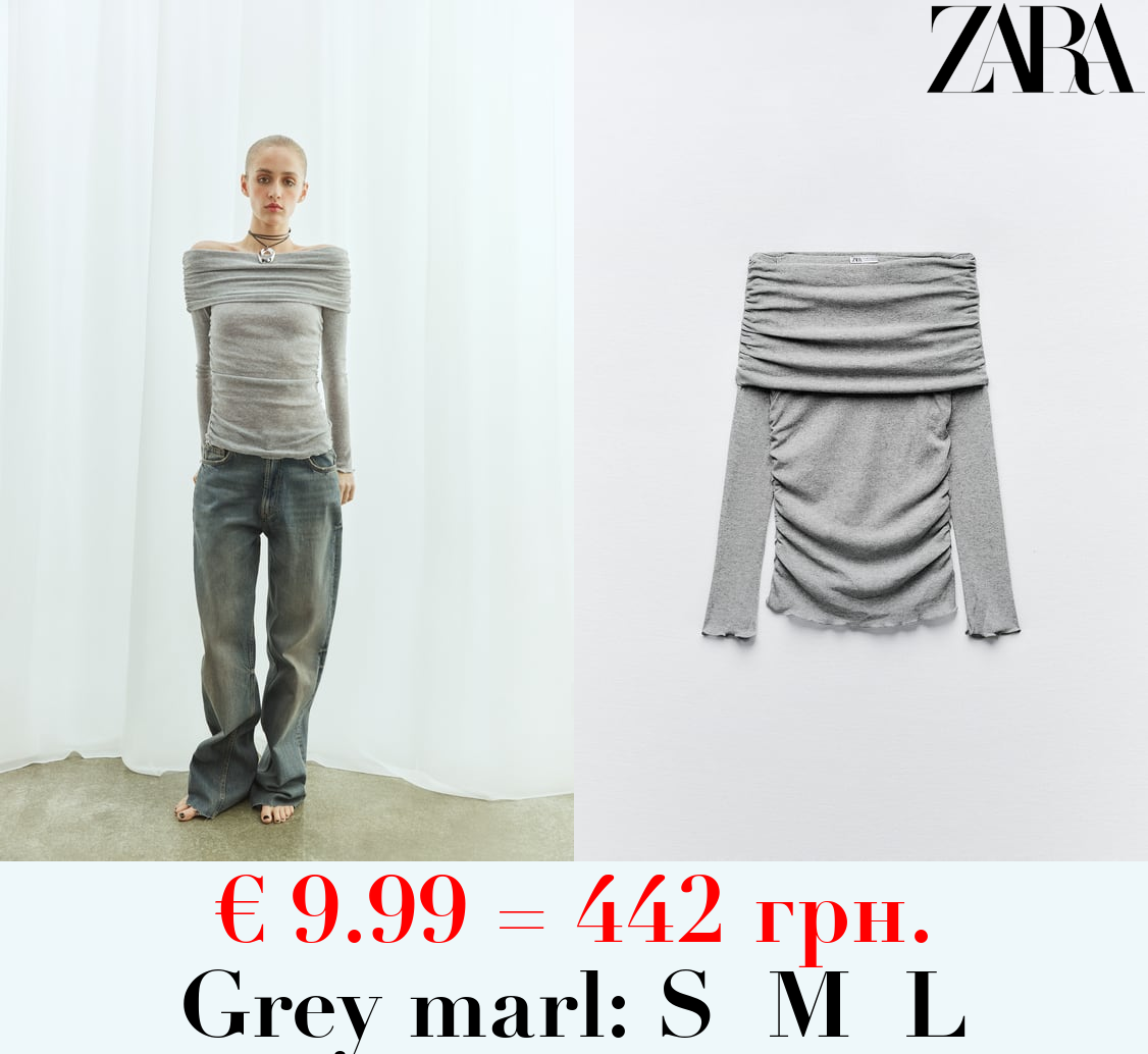 SEMI-SHEER COTTON TOP WITH GATHERING