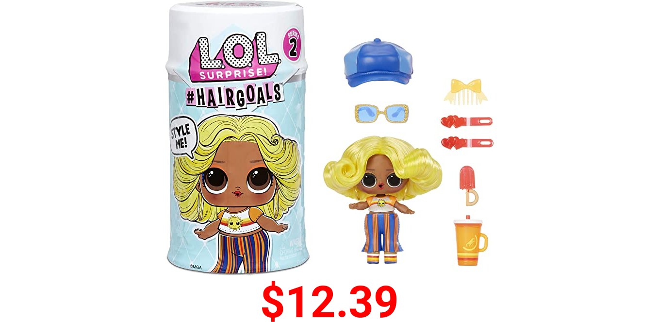 LOL Surprise Hairgoals Series 2 with 15 Surprises Including Real Hair Fashion Doll, Exclusive Hair Salon Toy Chair, Doll Accessories, Bottle, Comb - Small Dolls for Girls Ages 4-14 Years