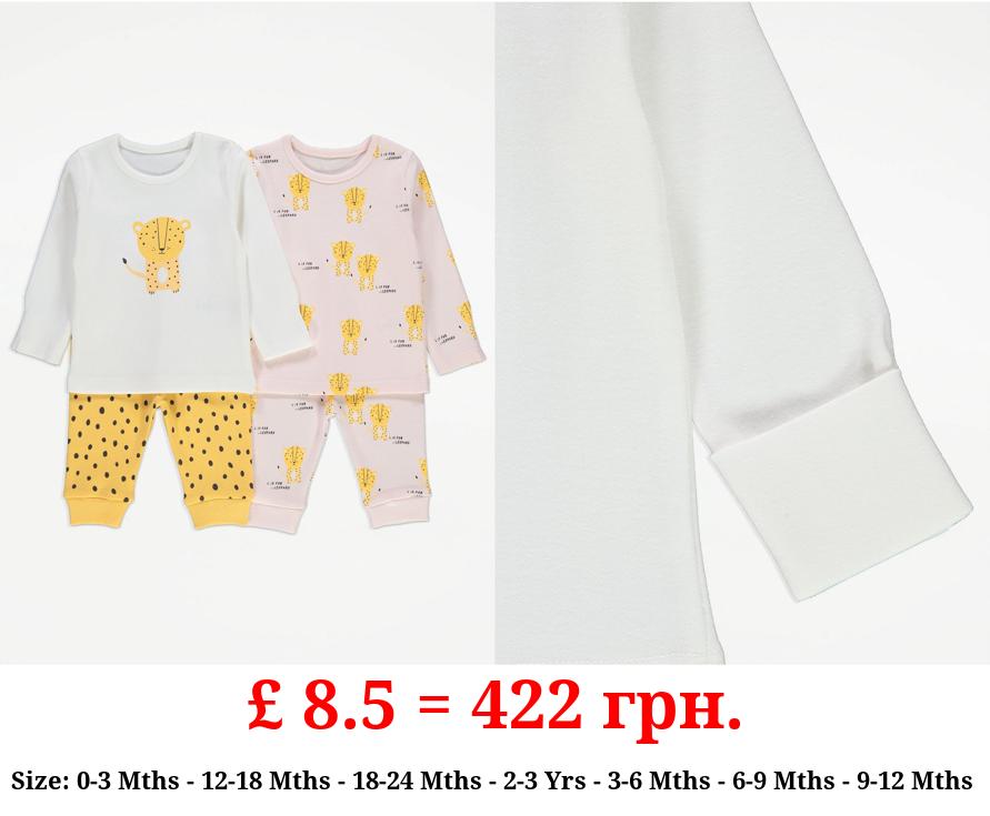 Leopard Long Sleeve Pyjamas 2 Pack