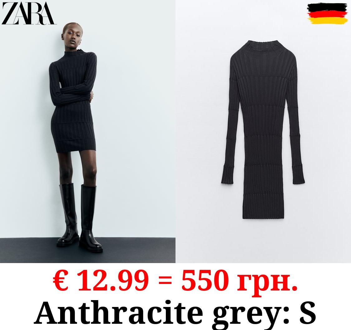 RIBBED KNIT HIGH NECK DRESS