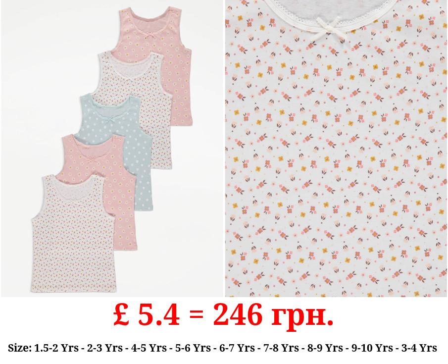 Pastel Floral Print Vests 5 Pack