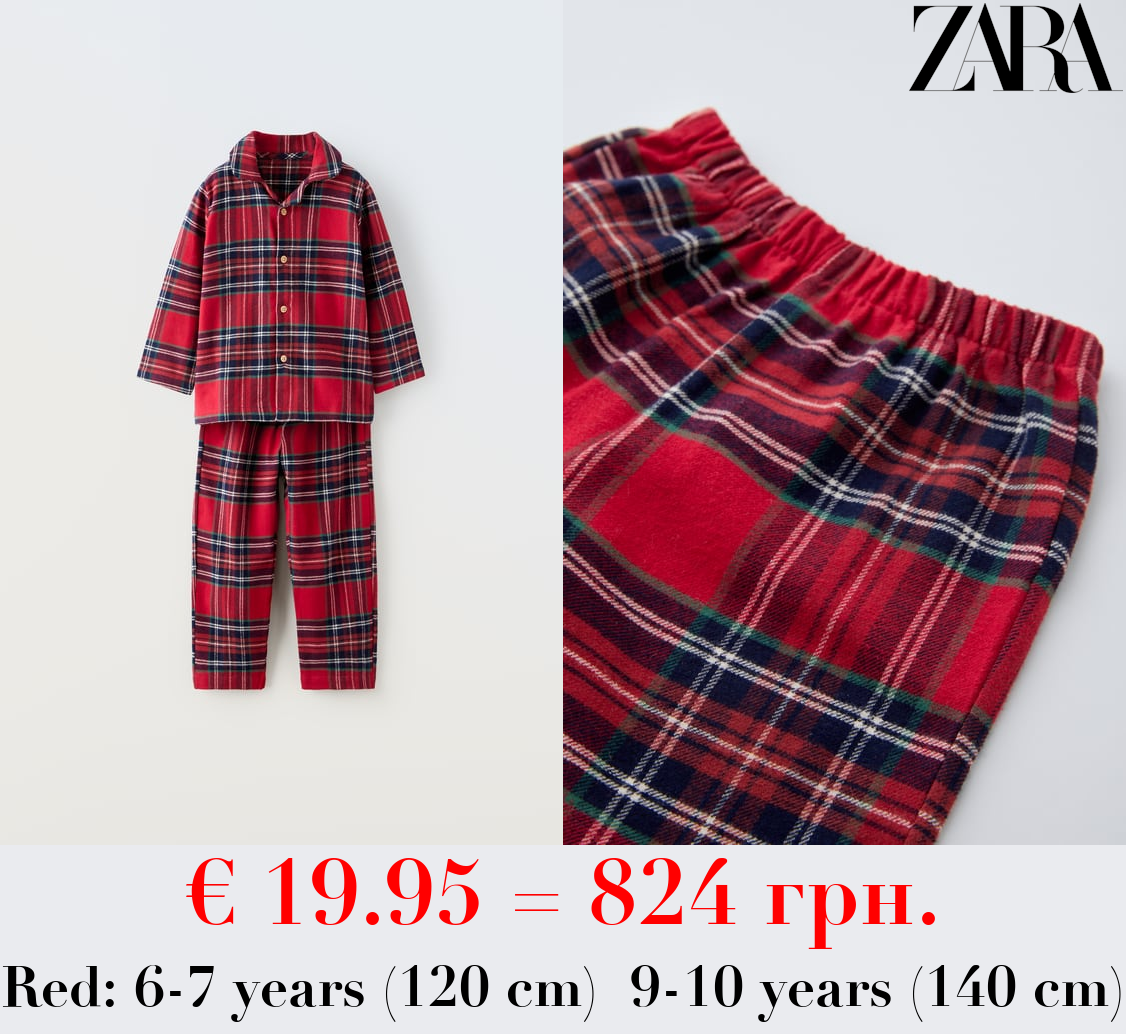 6-14 YEARS/ CHECK FLANNEL PYJAMAS