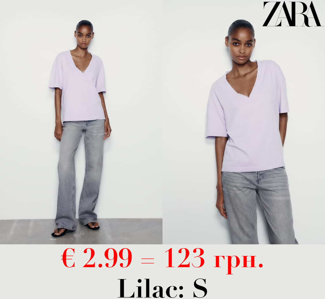 FADED-EFFECT V-NECK T-SHIRT