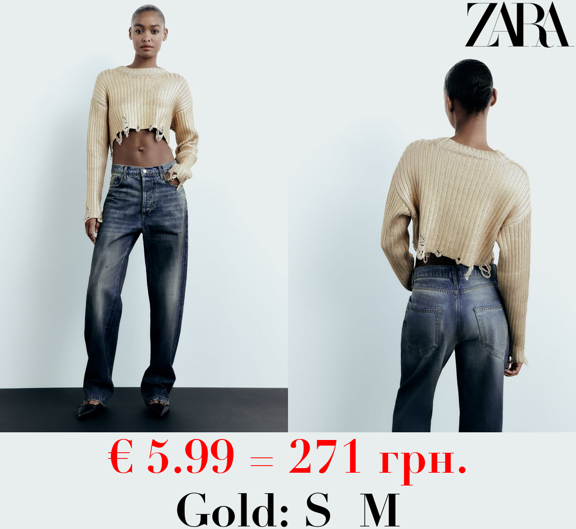 CROPPED FOIL KNIT SWEATER