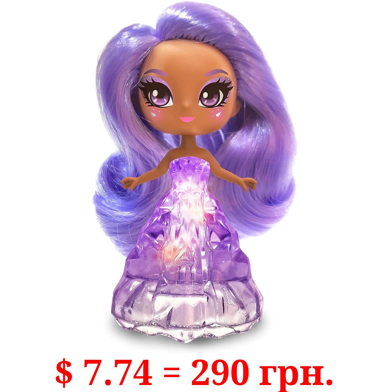 Skyrocket Crystalina Dolls - Amethyst Girls Collectible Toys with Color Changing LED Dress and Amulet Necklace