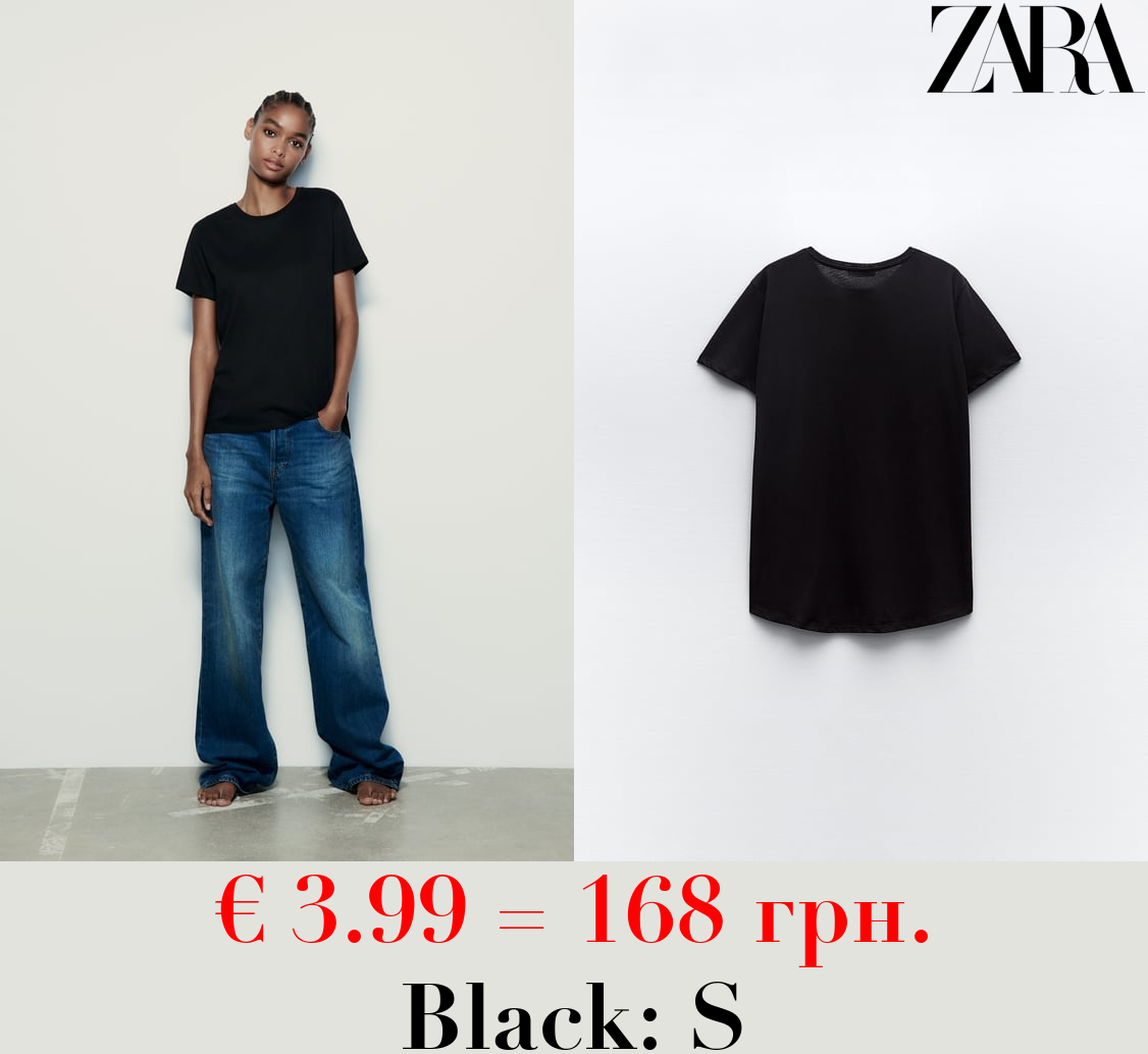 BASIC T-SHIRT WITH ASYMMETRIC HEM