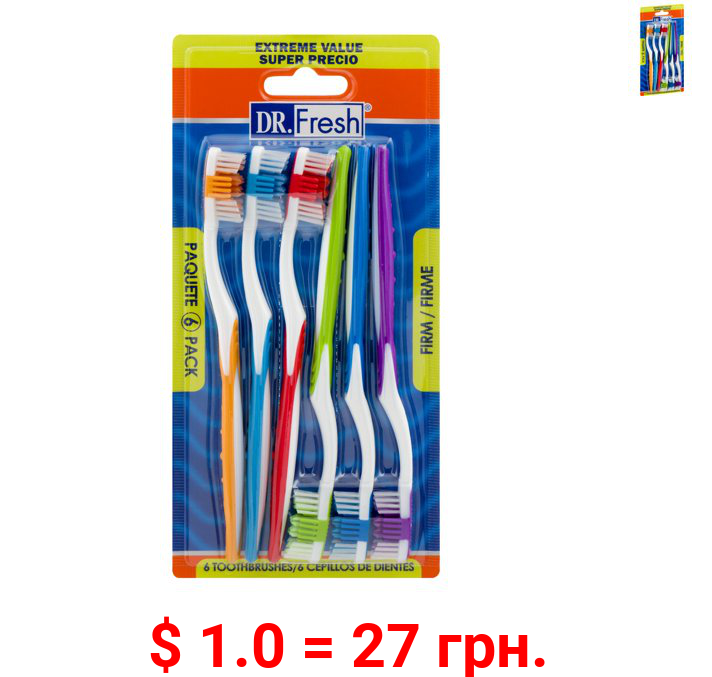 Dr. Fresh Dailies Toothbrushes, Firm, 6 Ct