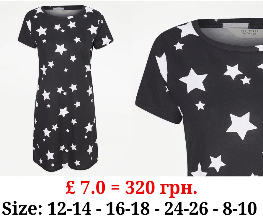 Black Star Print Nightdress
