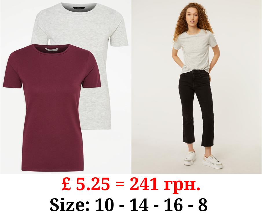 Grey Short Sleeve Basic Jersey T-Shirt 2 Pack