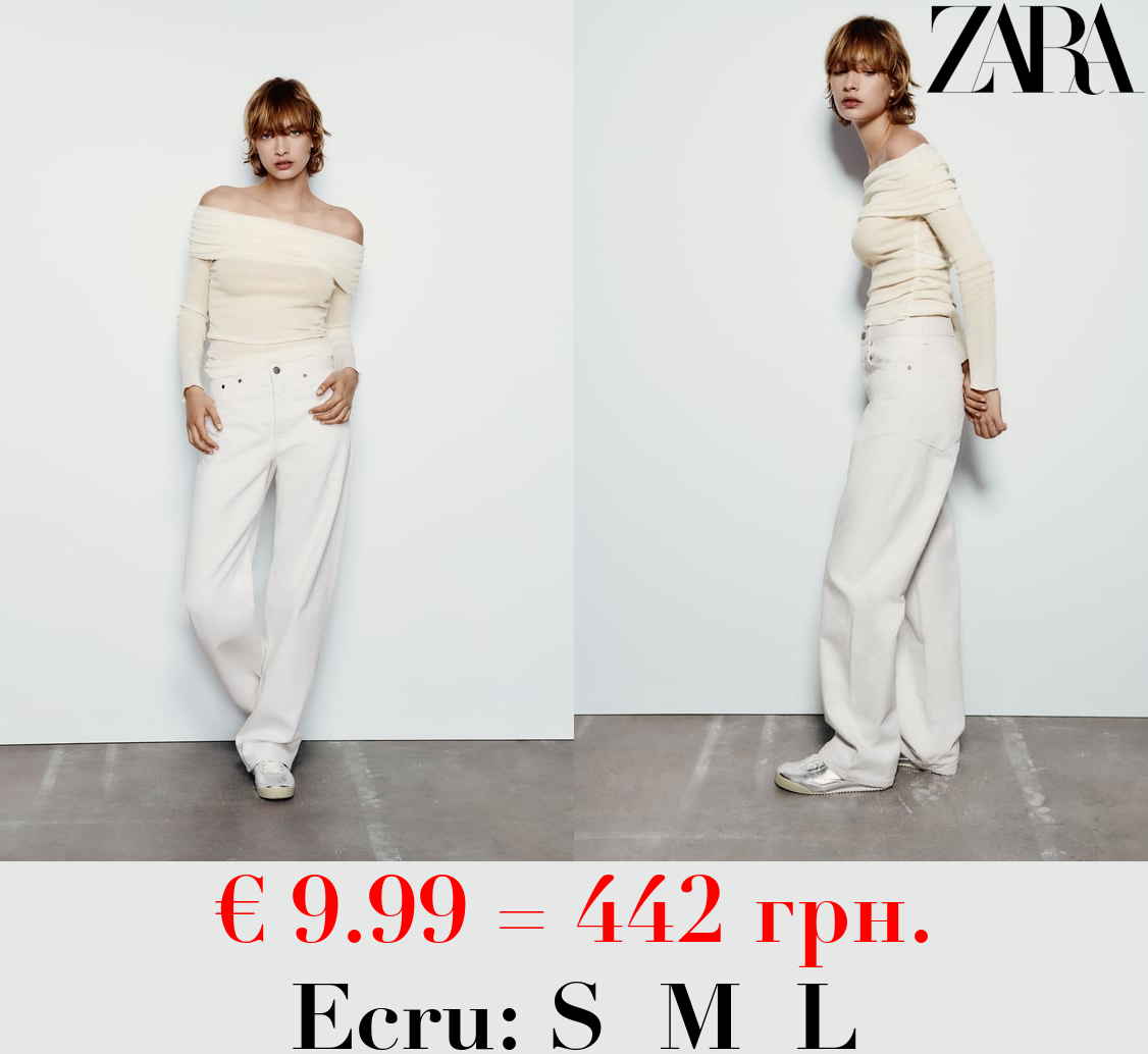 SEMI-SHEER COTTON TOP WITH GATHERING