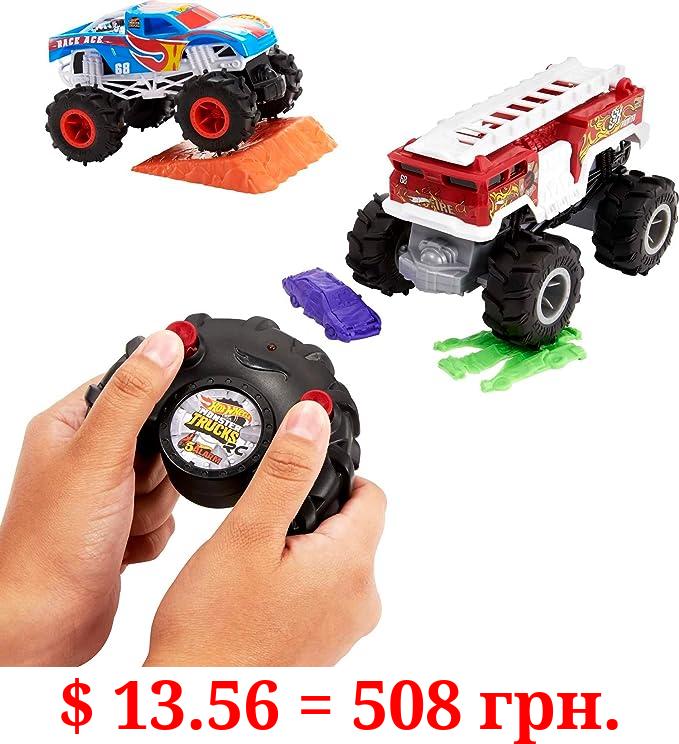 Hot Wheels RC Monster Trucks 2-Pack, 1 Race Ace & 1 HW 5-Alarm in 1:24 Scale, Full-Function Remote-Control Toy Trucks