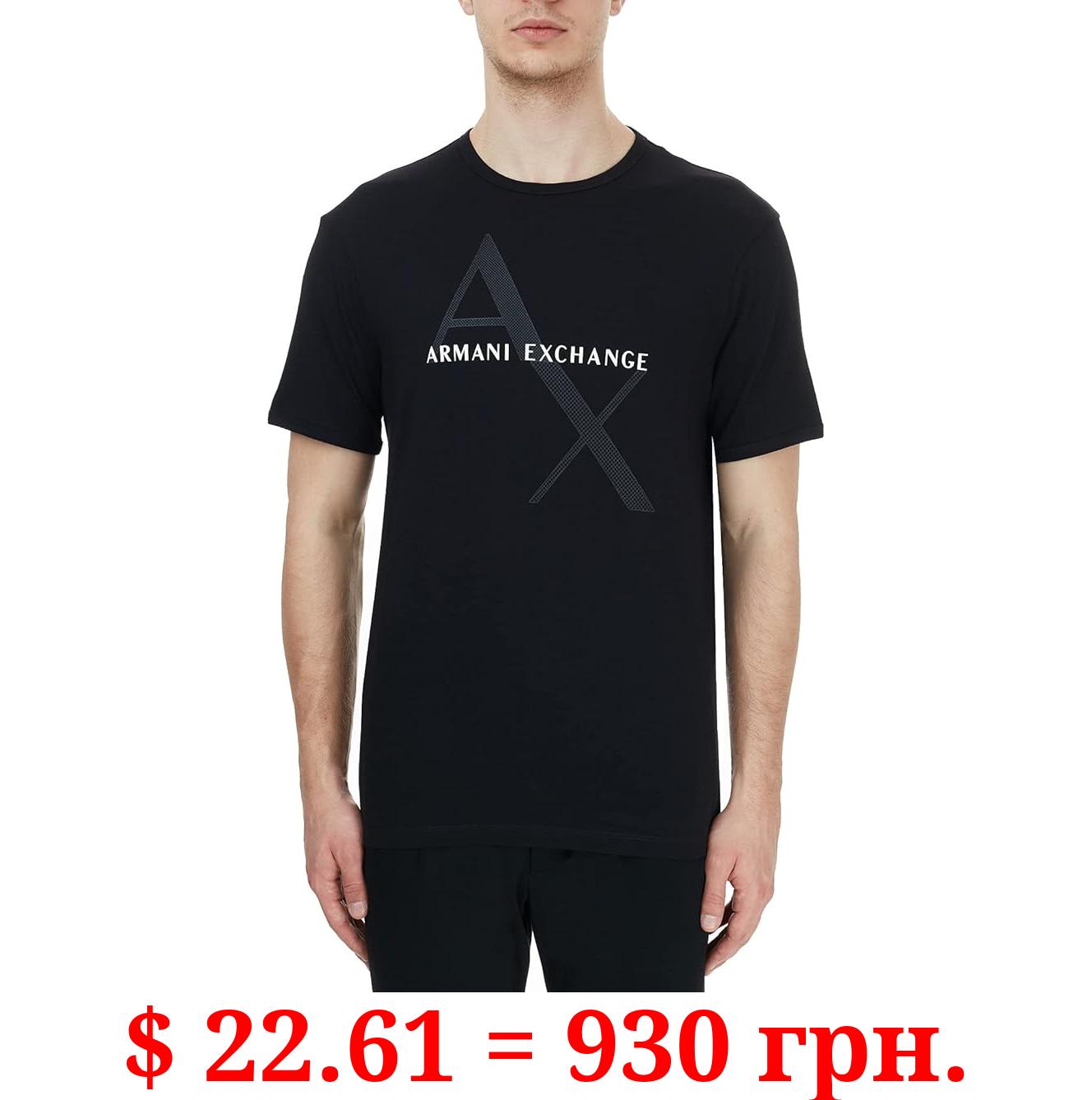 A|X ARMANI EXCHANGE mens Crew Neck Logo Tee T Shirt, Quilted Logo Black, X-Large US