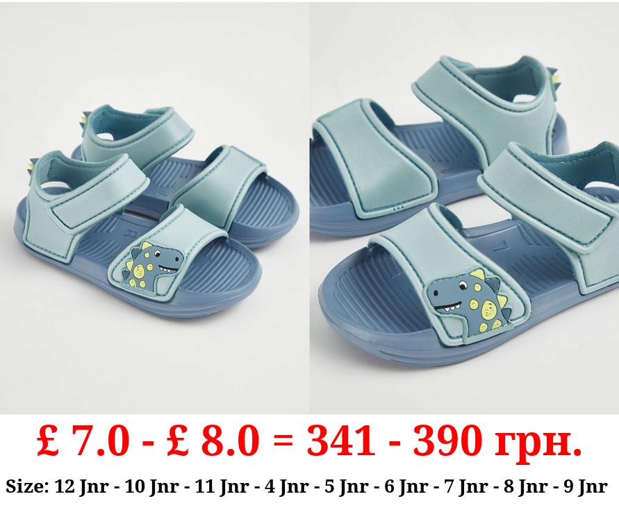 Blue Dinosaur Spike Double Strap Sandals