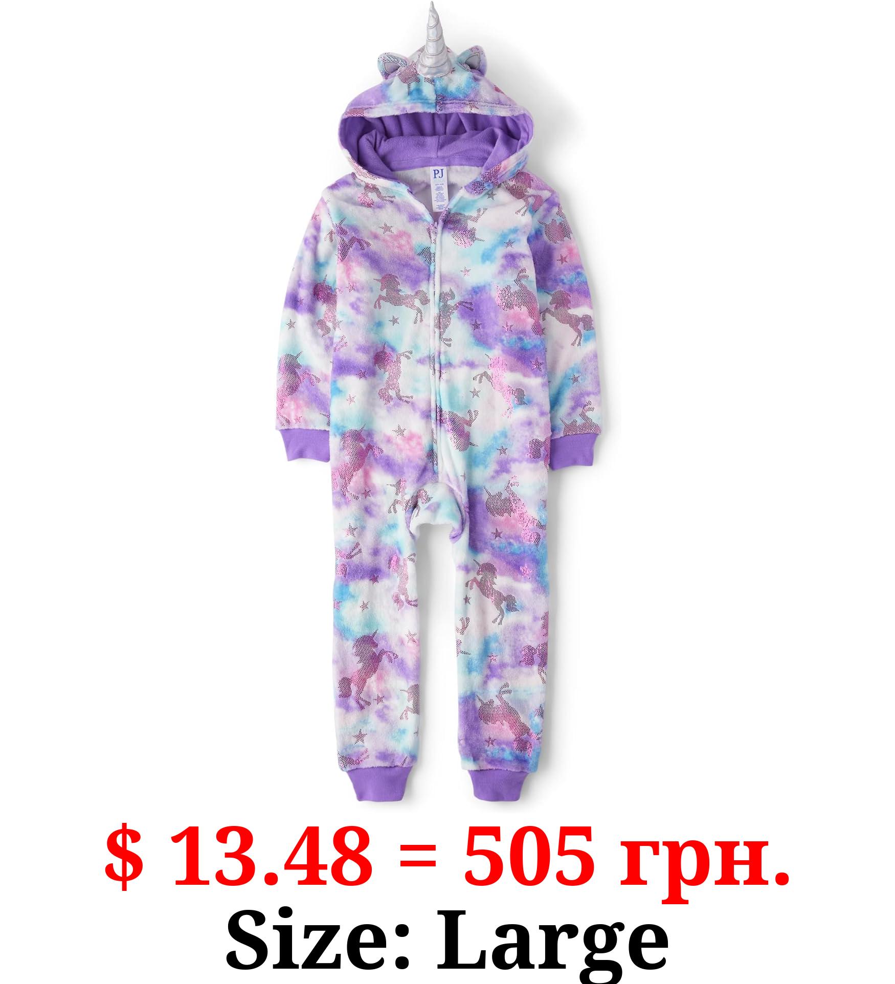 The Children's Place Girls' Long Sleeve Fleece Zip Up One Piece Pajama