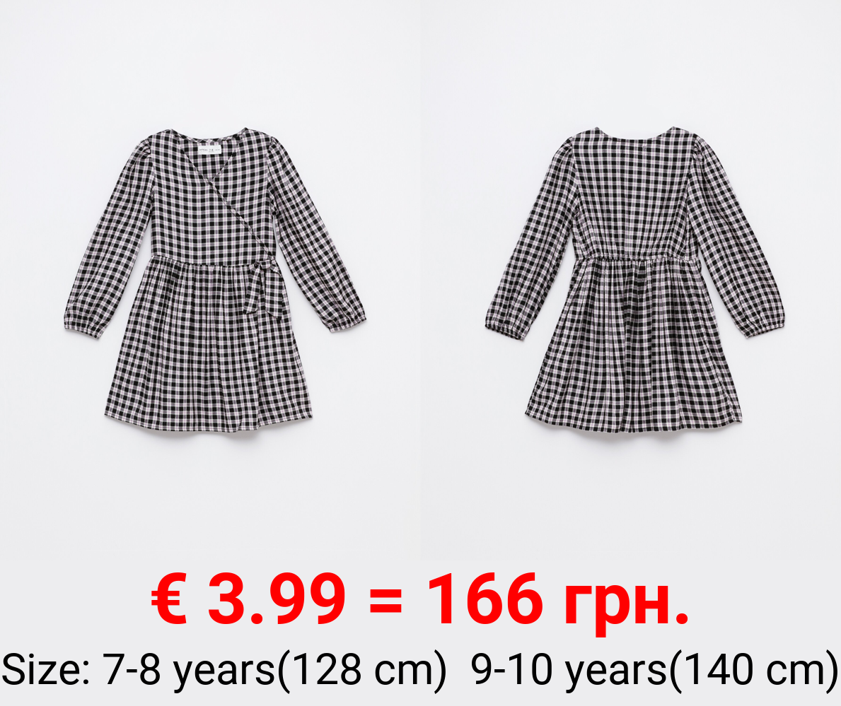 Checked wrap dress