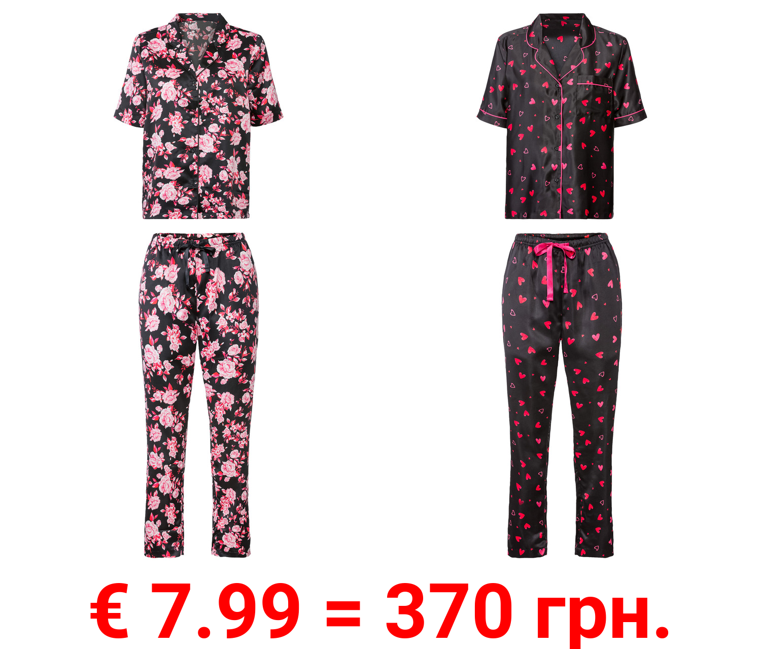 esmara® Damen Pyjama mit Revers-Kragen