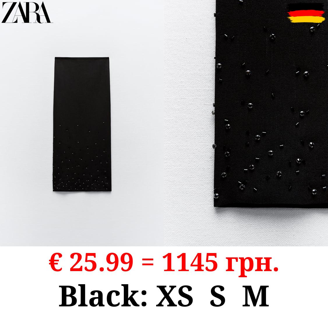 BEADED KNIT MIDI PENCIL SKIRT