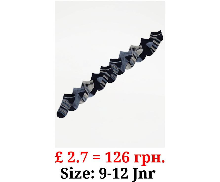 Navy Stripe Cotton Rich Trainer Liner Socks 10 Pack