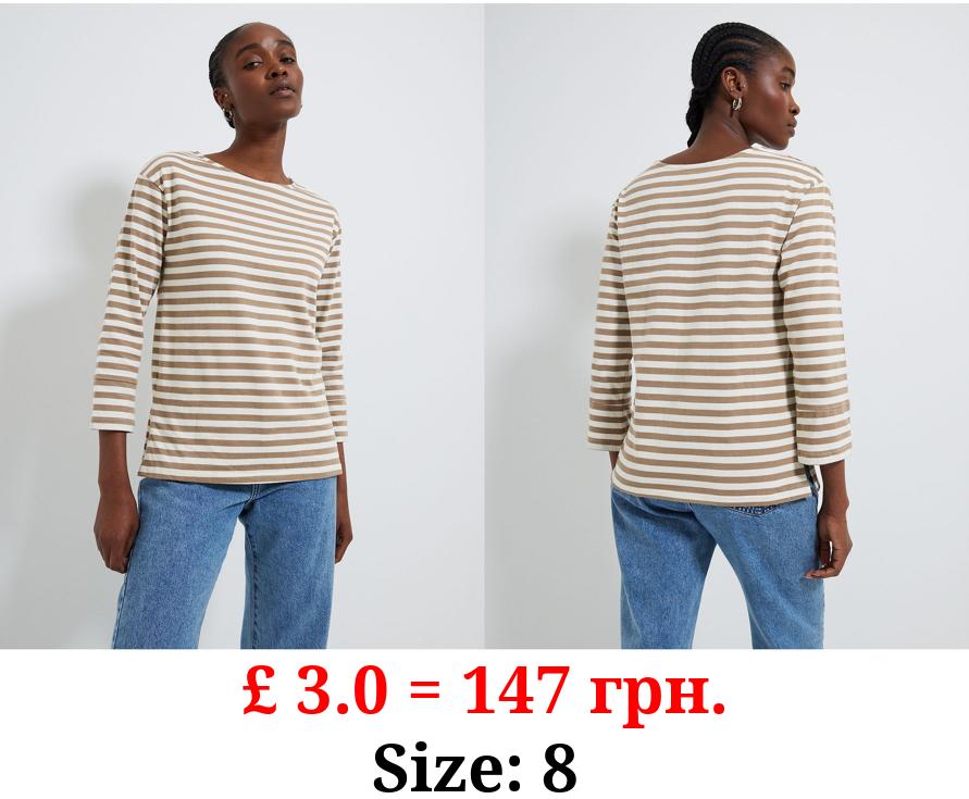 Nude Striped Long Sleeve Top