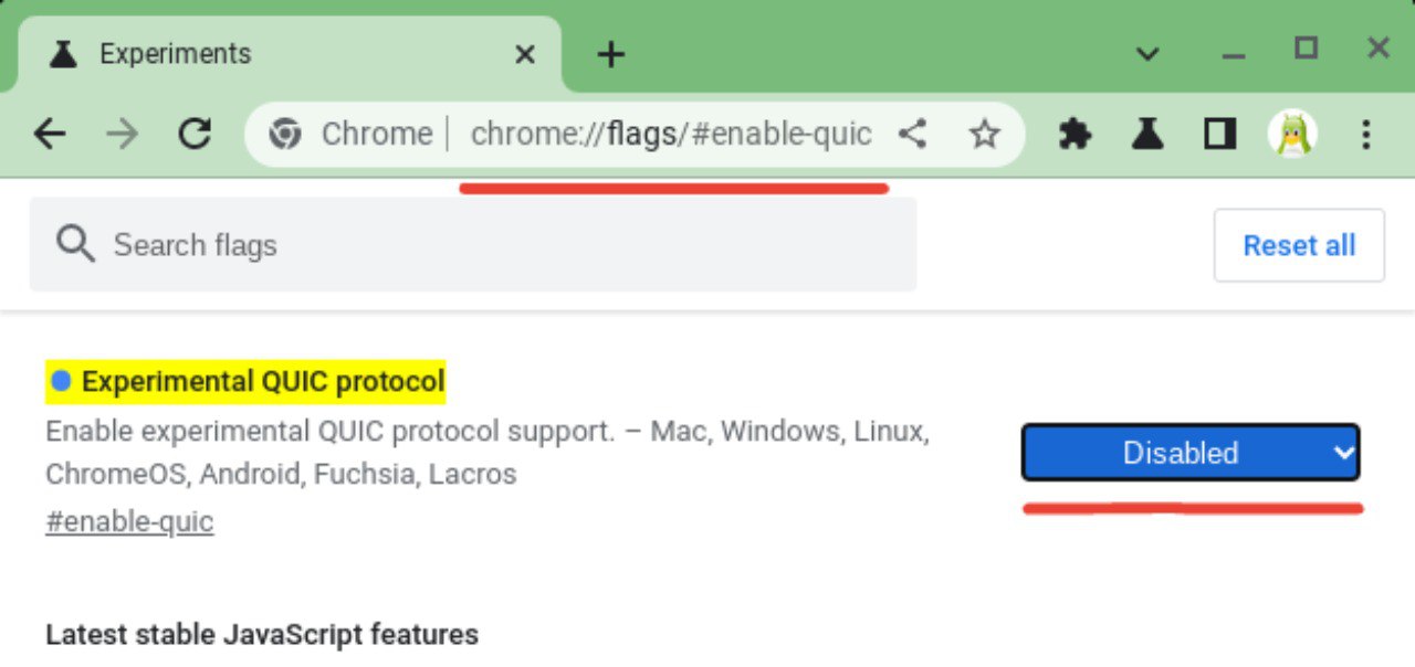 Chrome flags искать по quic kyber