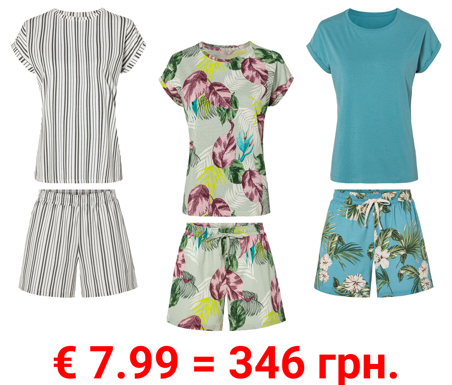 esmara® Damen Pyjama aus reiner Baumwolle