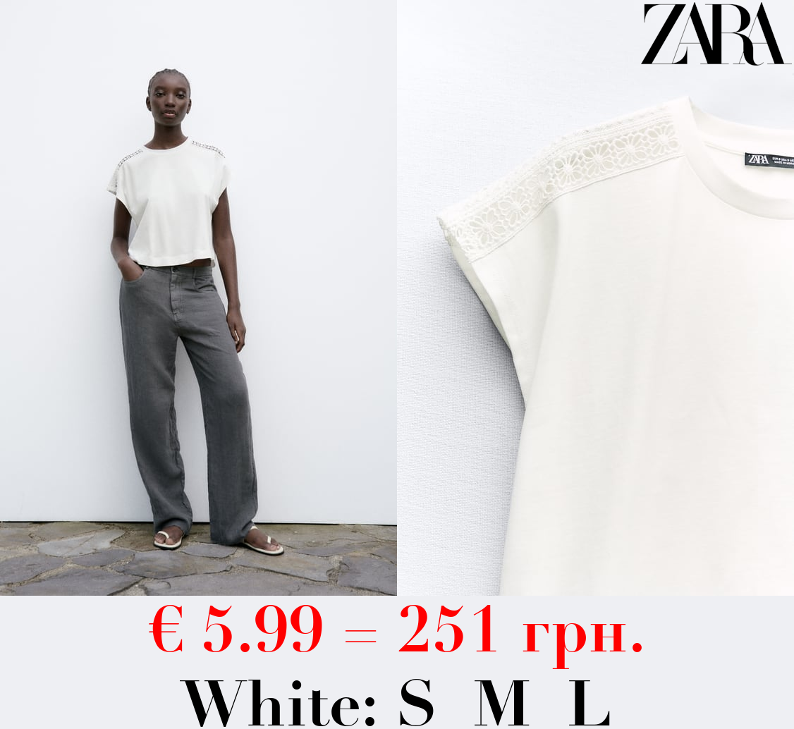 CONTRAST EMBELLISHED TRIM T-SHIRT