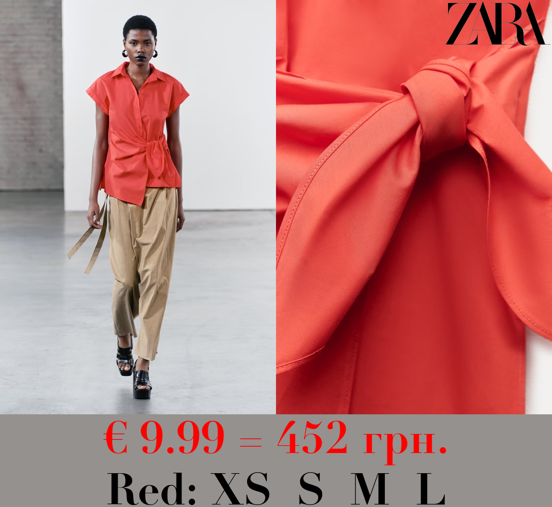 ZW COLLECTION POPLIN SHIRT WITH KNOT DETAIL