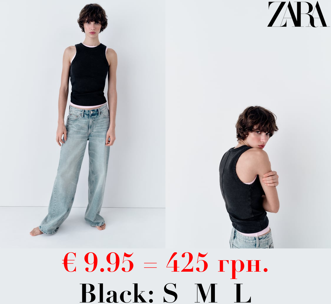 FADED-EFFECT RIB T-SHIRT