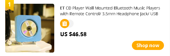 ET CD Player Wall Mounted Bluetooth Music Players with Remote Control/ 3.5mm Headphone Jack/ USB Adapter Support FM Radio MP3
