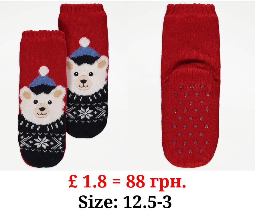 Red Polar Bear Fairisle Jumper Cosy Socks