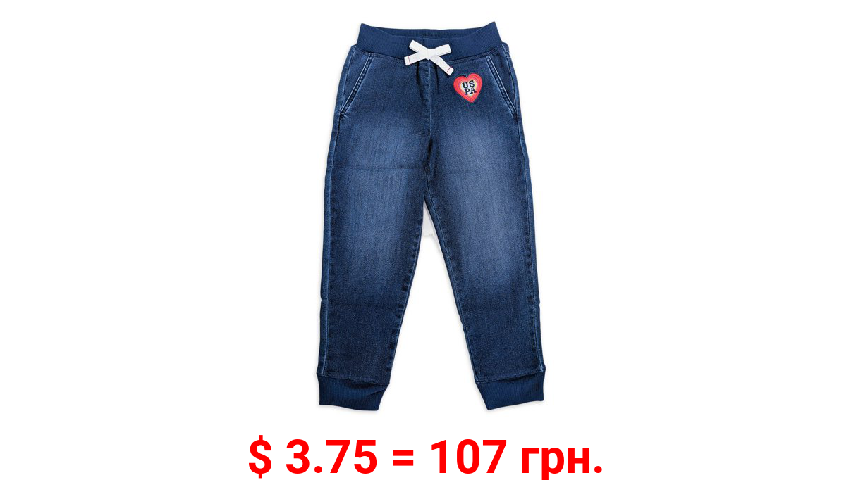 U.S. Polo Assn. Girls Embroidered Denim Joggers, Sizes 4-18
