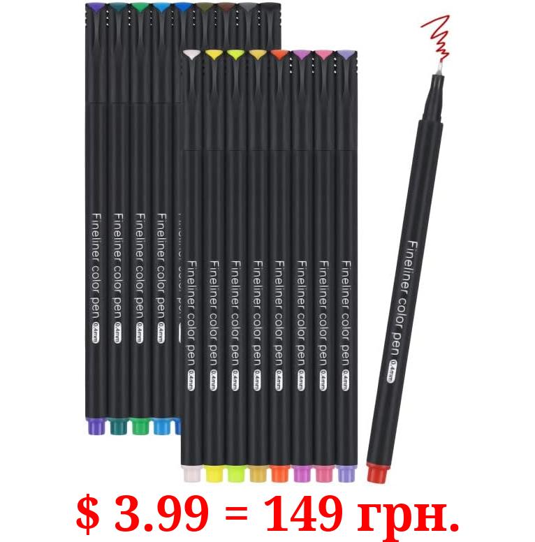 PYOF Colored Pens Fine Tip Markers Colored Drawing Pens Journal Planner Pens for Coloring Book Taking Notes Calendar Sketch Art Office School Supplies (18 Colors)