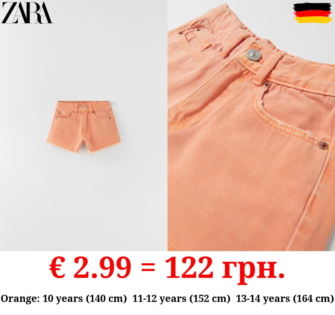 FRAYED DENIM BERMUDA SHORTS