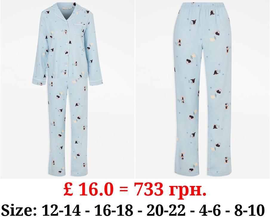 Light Blue Polar Bear Woven Shirt Pyjamas Gift Set