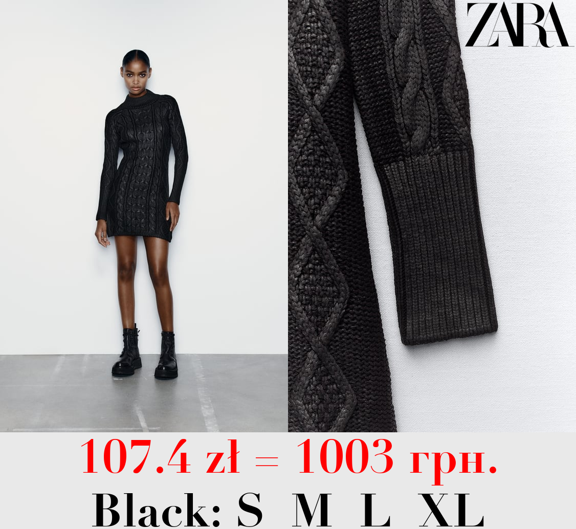 CABLE-KNIT MINI DRESS WITH FOIL