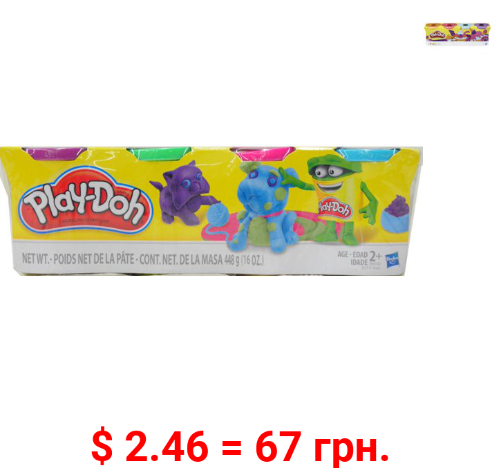 Play-Doh 4-Pack of 4-Ounce Cans (Assorted Colors), Ages 2 and up