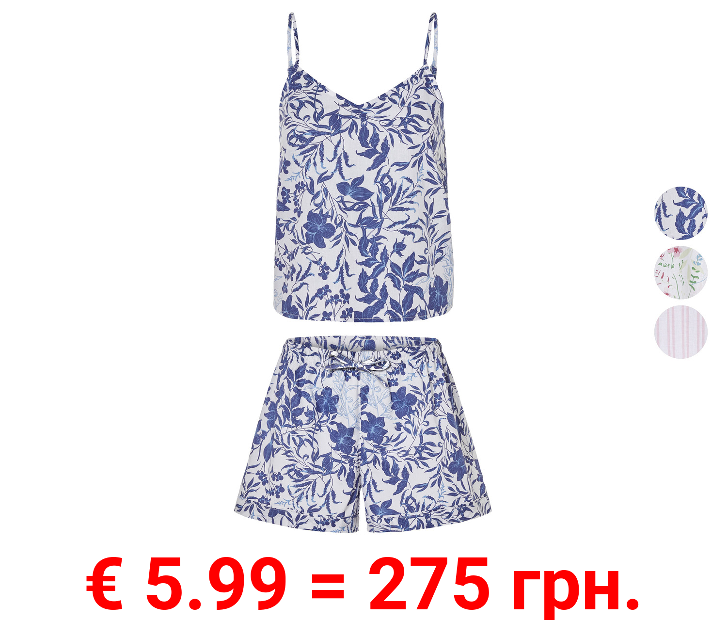 esmara® Damen Pyjama, reine Baumwolle