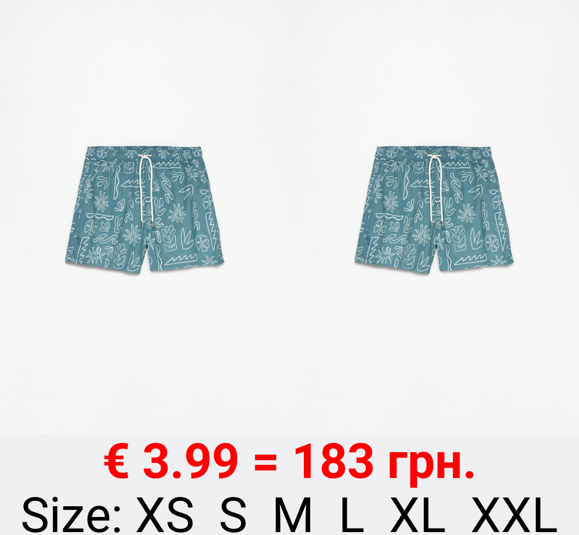 Leaf print swimming trunks