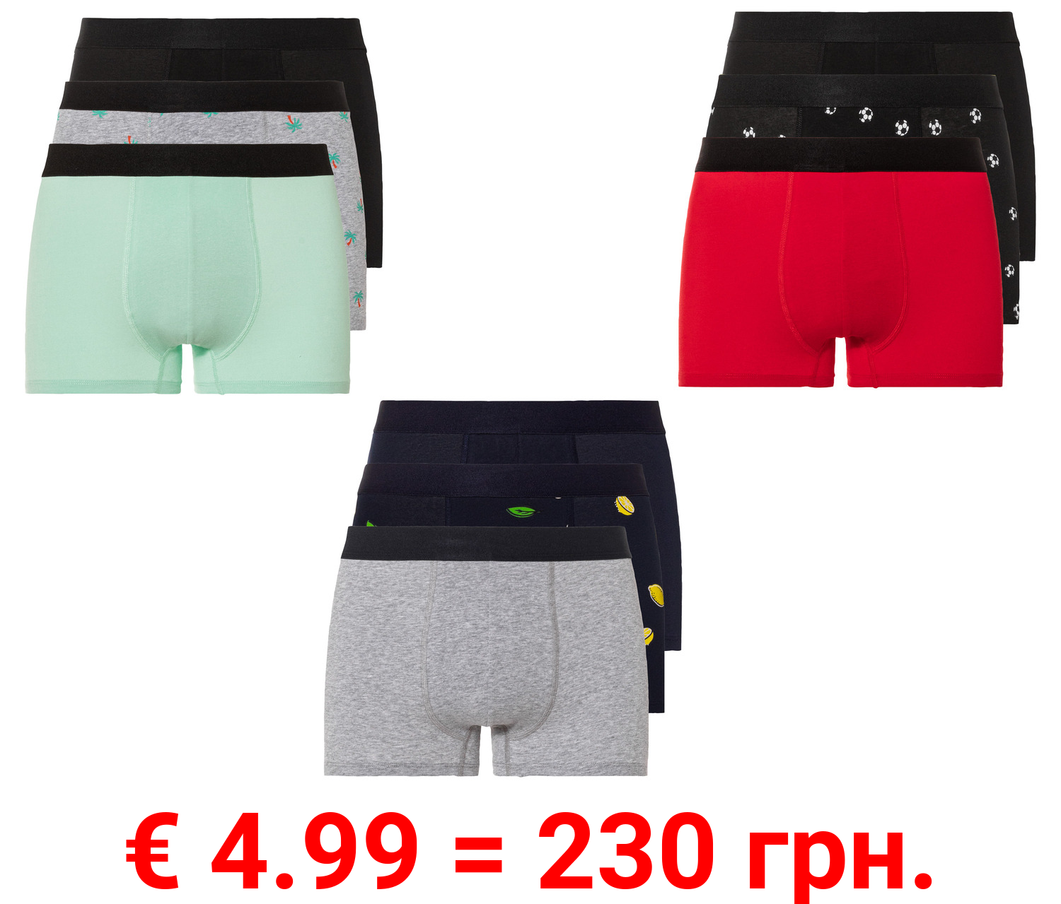 LIVERGY® Herren Boxer, 3 Stück, hoher Baumwollanteil