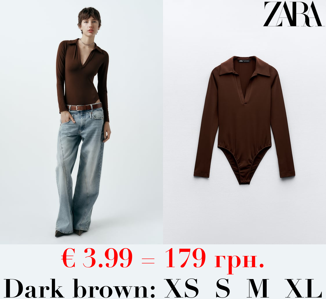 FITTED BODYSUIT WITH POLO COLLAR