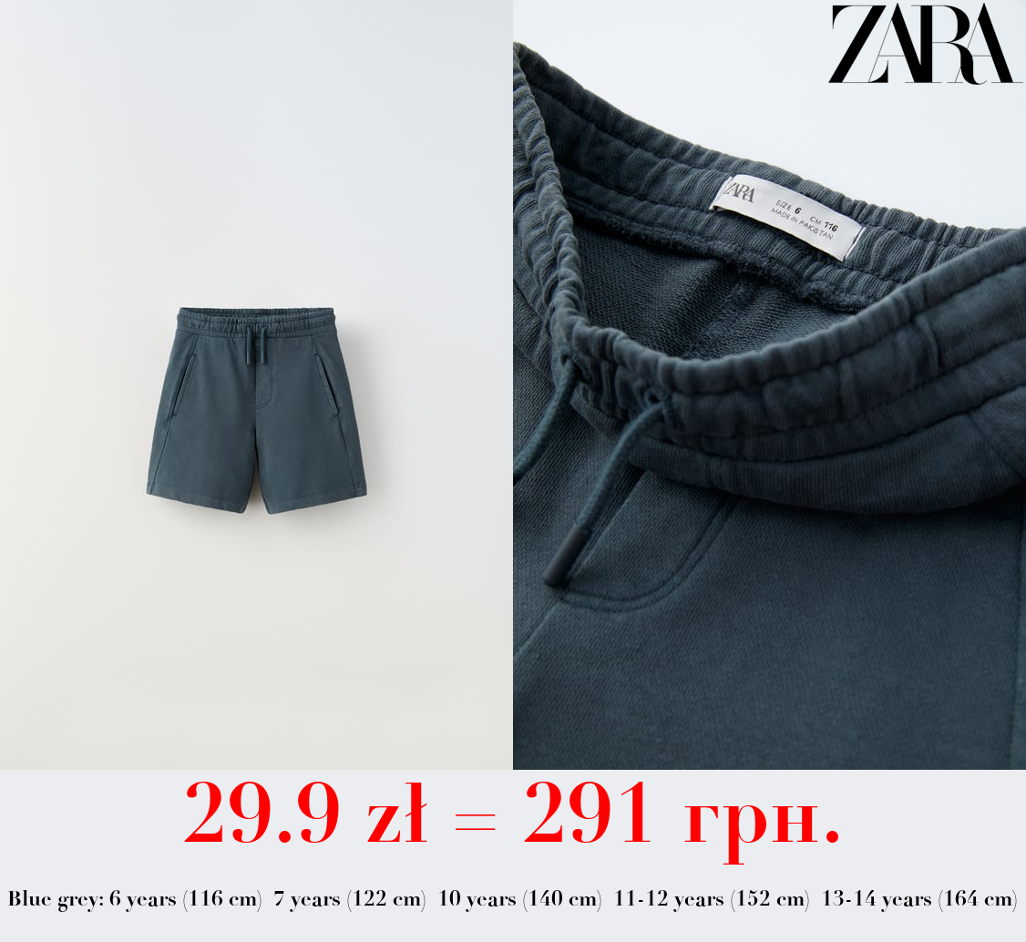 GARMENT-DYED PLUSH BERMUDA SHORTS