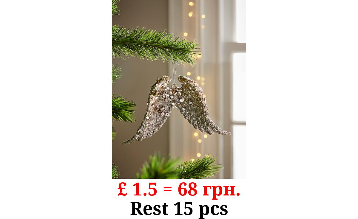 Christmas Silver-Tone Angel Wings Bauble