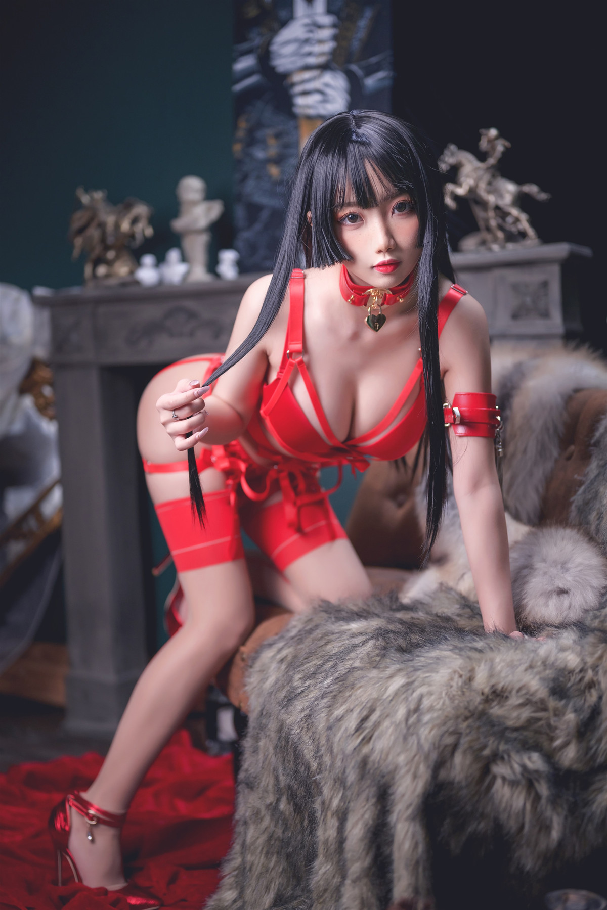 鬼畜瑶在不在 Cosplay 红色束缚 31