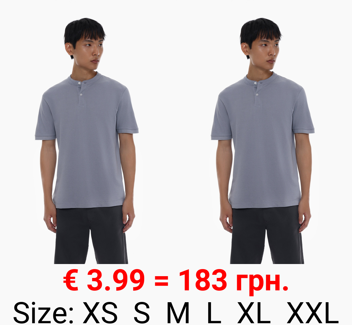 Mandarin collar polo shirt